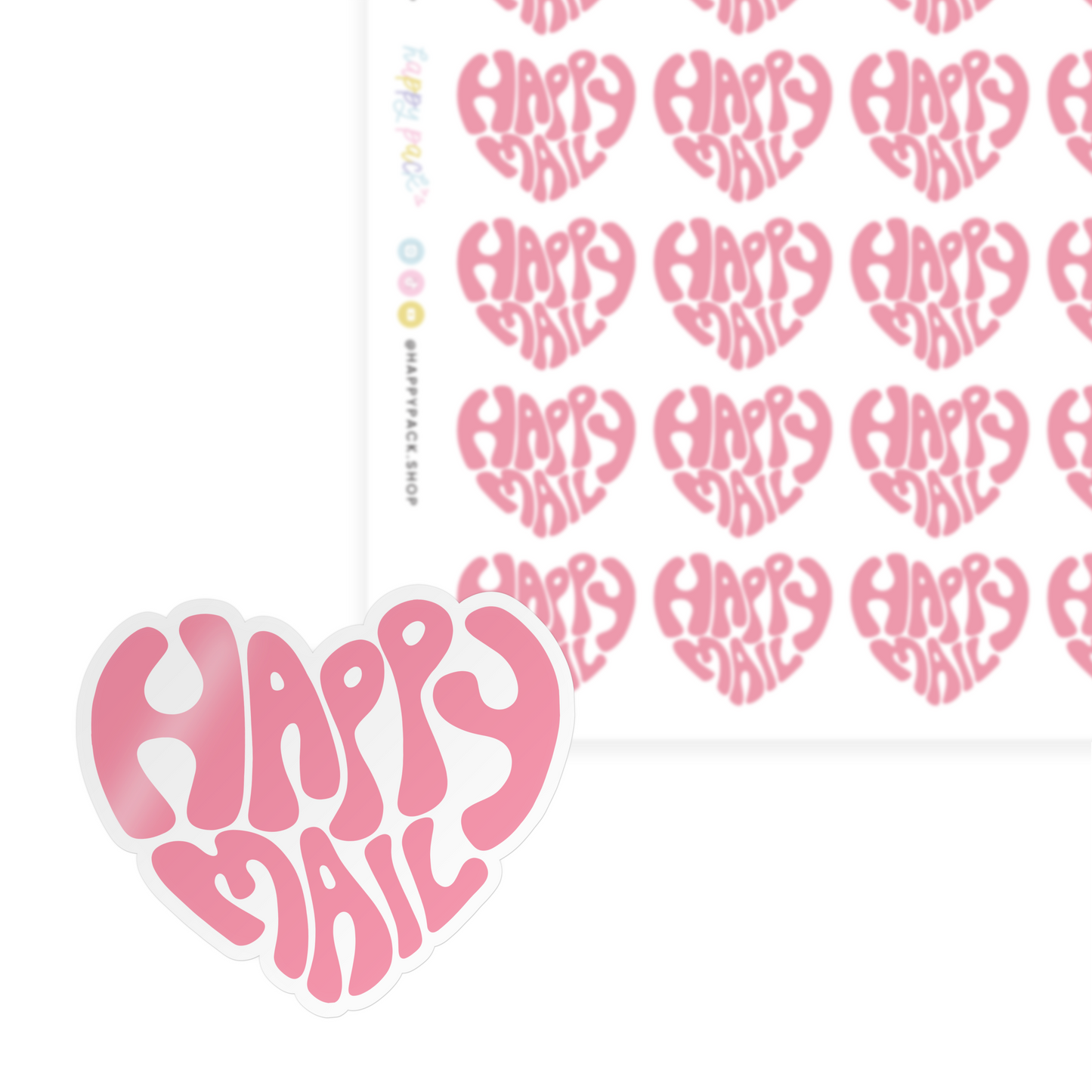 Pink Happy Mail Hearts Sticker Sheet