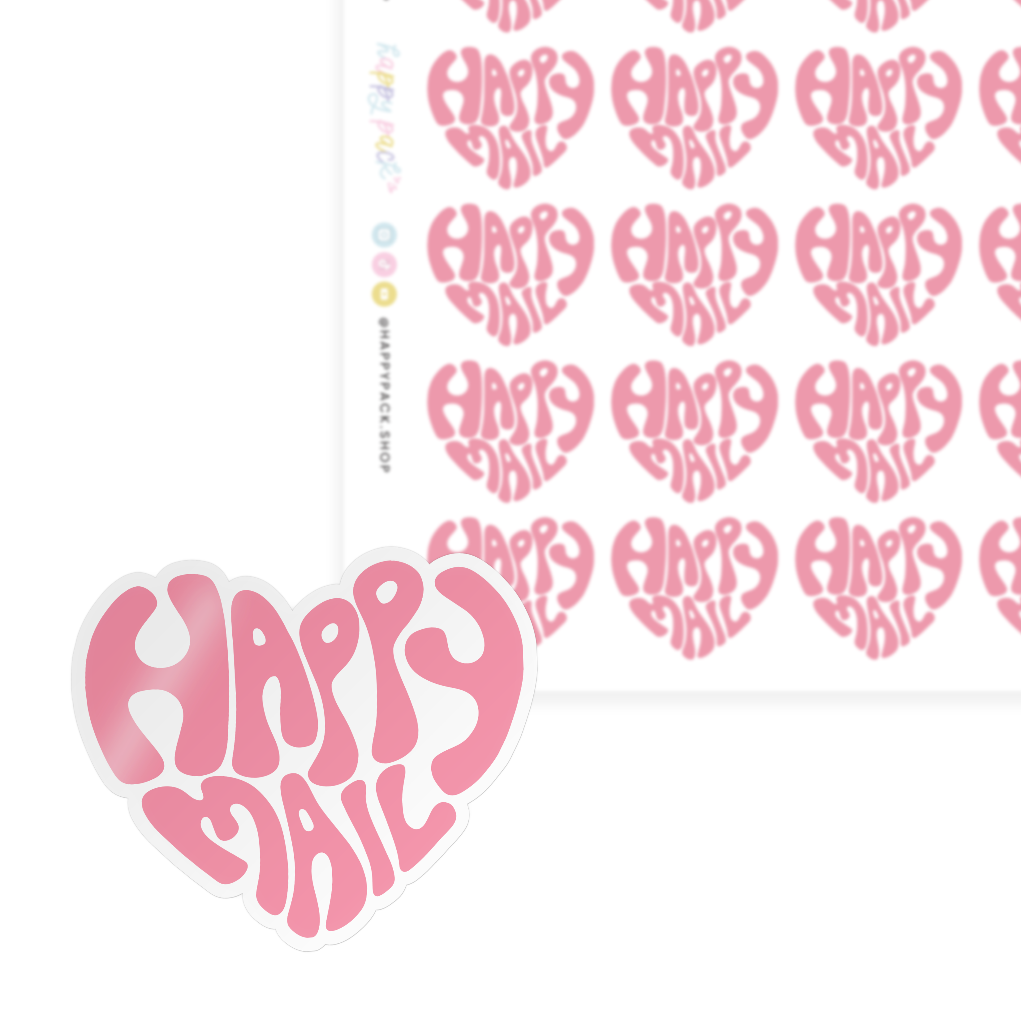 Pink Happy Mail Hearts Sticker Sheet – happy pack