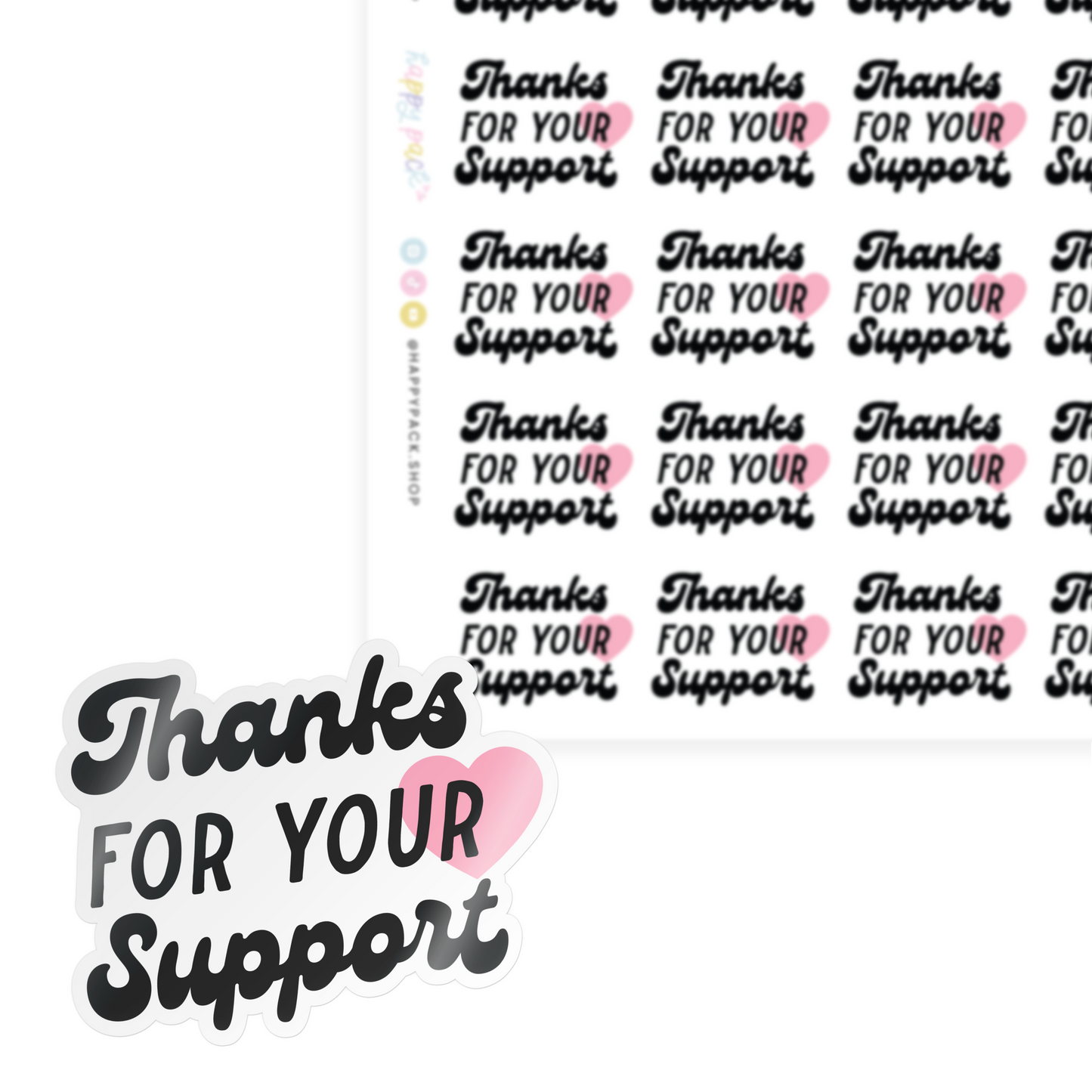 Thanks for Your Support Heart Sticker Sheet