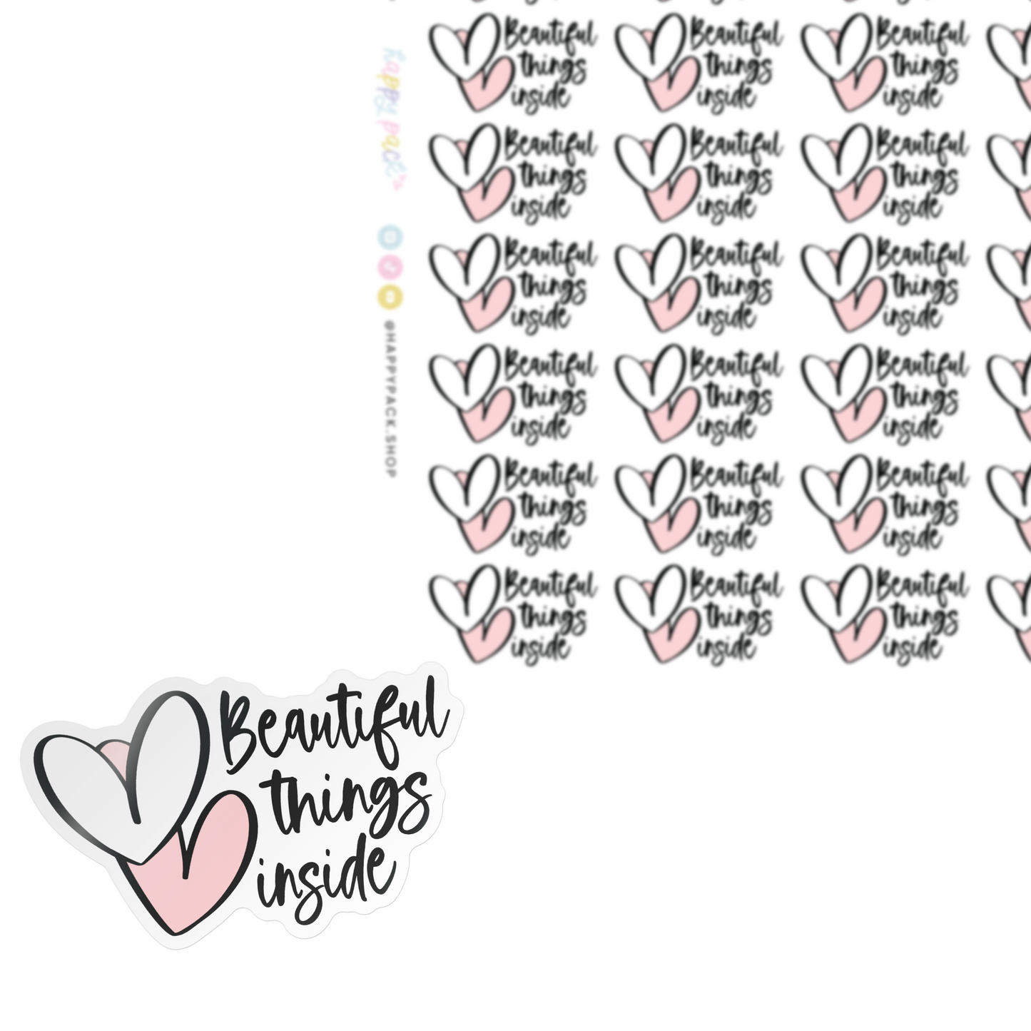 Beautiful Things Inside Hearts Sticker Sheet