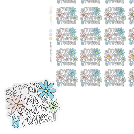 Snap Tag Share & Review White Floral Sticker Sheet