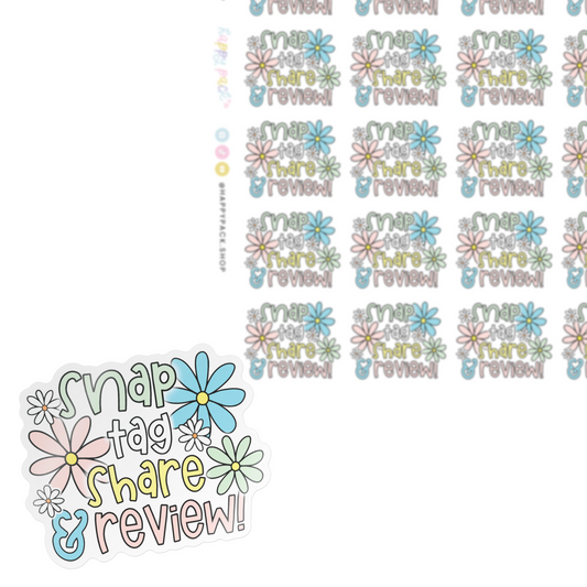 Snap Tag Share & Review Colorful Floral Sticker Sheet