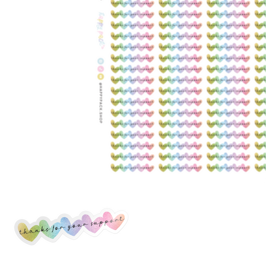 Thanks For You Support Rainbow Hearts Sticker Sheet