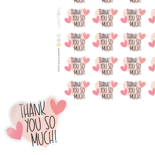 Thank You So Much Hearts Sticker Sheet