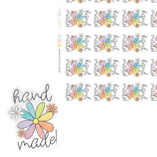 Handmade Rainbow Retro Floral Sticker Sheet