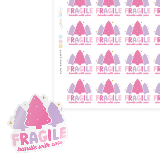 Fragile Pink Christmas Trees Sticker Sheet