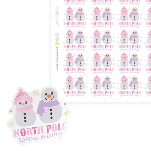 North Pole Special Delivery Snowman Sticker Sheet