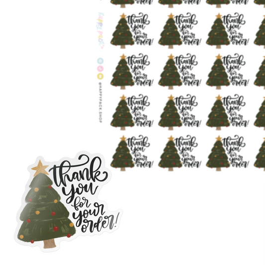 Thank You for Your Order Christmas Tree Sticker Sheet